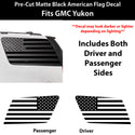 Fits GMC Yukon 2007-2014 Quarter Window American Flag Vinyl Decal Stickers - Matte Black