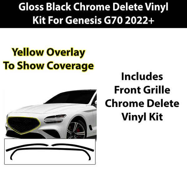 Fits Genesis G70 2022+ Vinyl Chrome Delete Grille Blackout Decal Stickers Overlay Film