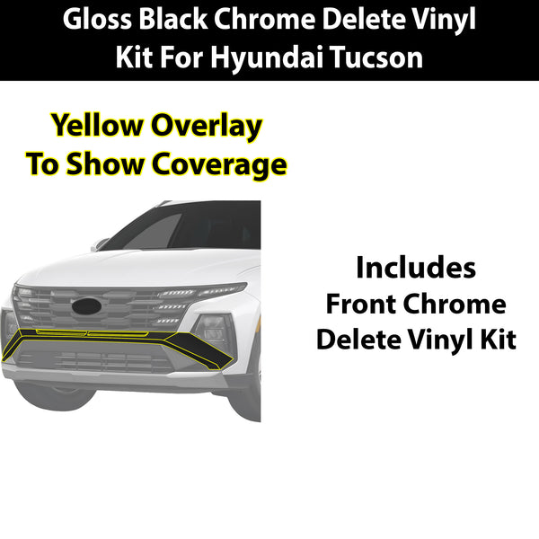 Hyundai Tucson 2022-2026 Window Trim Blackout Chrome Delete Kit – Precut Gloss Black Vinyl Overlays