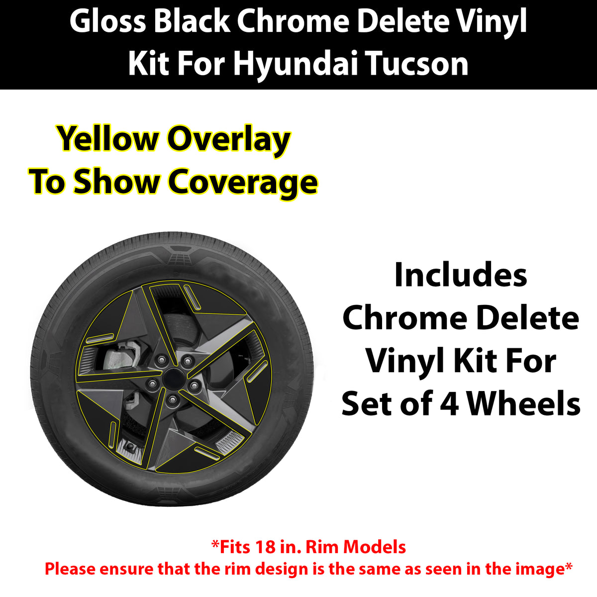 Hyundai Tucson 2022-2026 Window Trim Blackout Chrome Delete Kit – Precut Gloss Black Vinyl Overlays