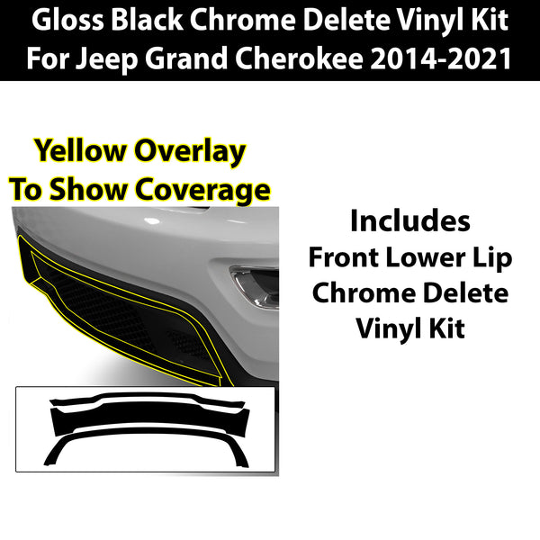 Fits Jeep Grand Cherokee 2014-2021 Vinyl Chrome Delete Grille Blackout Decal Stickers Overlay Film