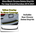 Fits Jeep Grand Cherokee 2014-2021 Vinyl Chrome Delete Grille Blackout Decal Stickers Overlay Film