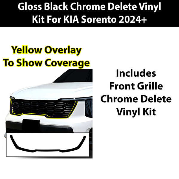 Fits KIA Sorento 2024+ Vinyl Chrome Delete Grille Blackout Decal Stickers Overlay Film