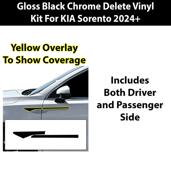 Fits KIA Sorento 2024+ Vinyl Chrome Delete Grille Blackout Decal Stickers Overlay Film