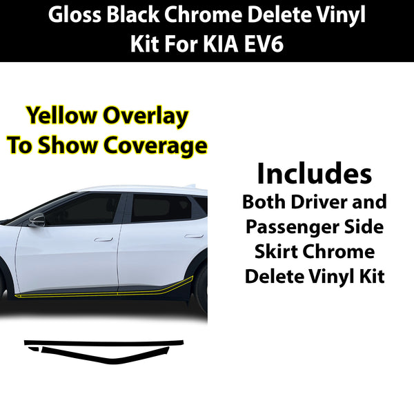 Kia EV6 2025-2026 Blackout Chrome Delete Kit – Precut Gloss Black Vinyl Overlays