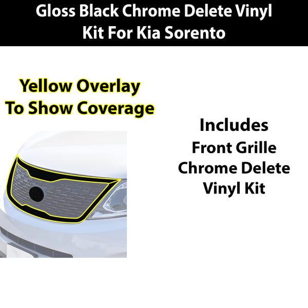 Fits Kia Sorento 2014-2015 Vinyl Chrome Delete Grille Blackout Decal Stickers Overlay Film