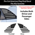 Fits Kia Sorento 2011-2015 Quarter Window American Flag Vinyl Decal Stickers - Matte Black
