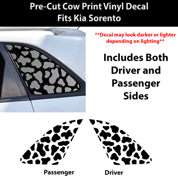 Fits Kia Sorento 2011-2015 Animal Leopard Cheetah Cow Window Vinyl Decal Stickers - Matte Black