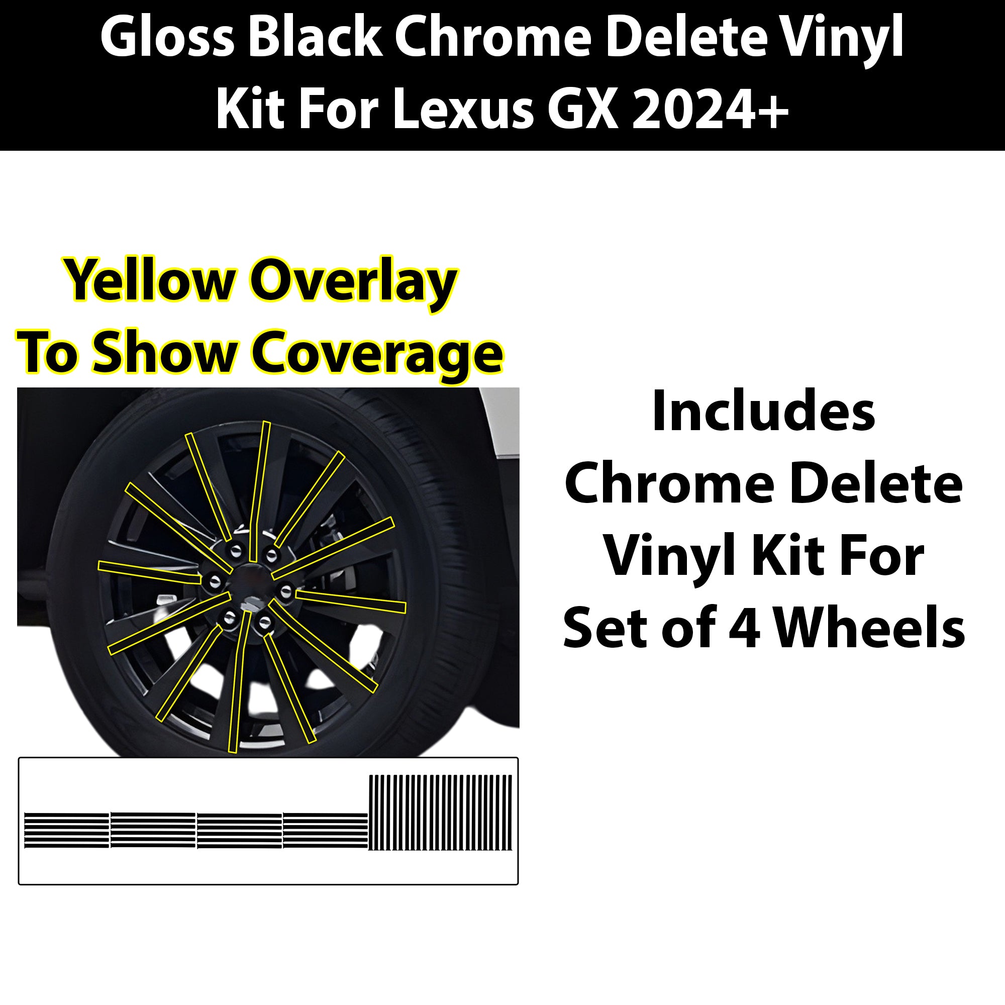 Fits Lexus GX 2024+ Vinyl Chrome Delete Grille Blackout Decal Stickers Overlay Film - Bogar Tech Designs