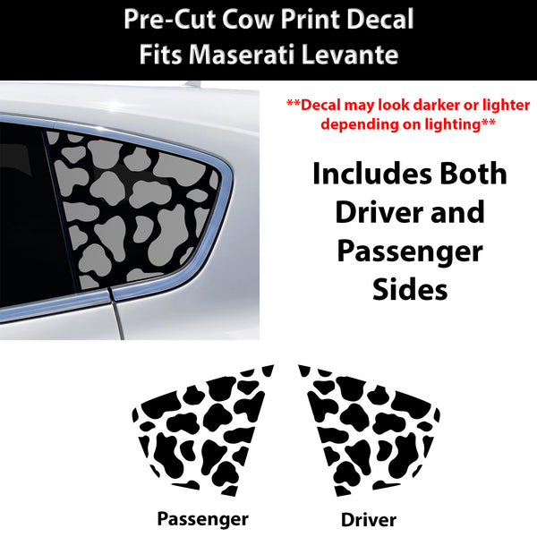 Fits Maserati Levante 2017-2024 Animal Leopard Cheetah Cow Window Vinyl Decal Stickers - Matte Black