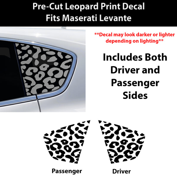Fits Maserati Levante 2017-2024 Animal Leopard Cheetah Cow Window Vinyl Decal Stickers - Matte Black