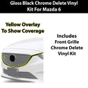 Fits Mazda Mazda6 2014-2017 Vinyl Chrome Delete Grille Blackout Decal Stickers Overlay Film