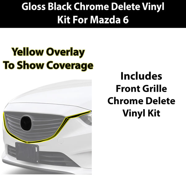 Fits Mazda Mazda6 2014-2017 Vinyl Chrome Delete Grille Blackout Decal Stickers Overlay Film