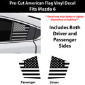 Fits Mazda Mazda6 2014-2021 Quarter Window American Flag Vinyl Decal Stickers - Matte Black