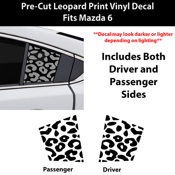 Fits Mazda Mazda6 2014-2021 Animal Leopard Cheetah Cow Window Vinyl Decal Stickers - Matte Black