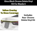 Fits Mazda Mazda6 2014-2017 Vinyl Chrome Delete Grille Blackout Decal Stickers Overlay Film