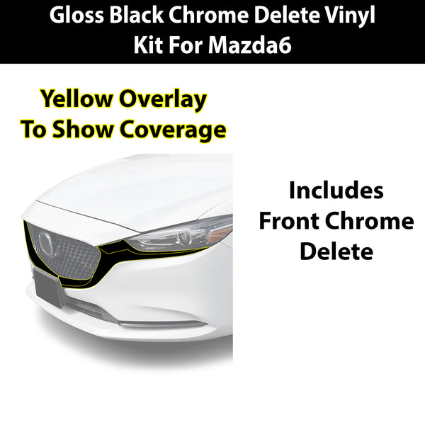 Fits Mazda Mazda6 2014-2017 Vinyl Chrome Delete Grille Blackout Decal Stickers Overlay Film