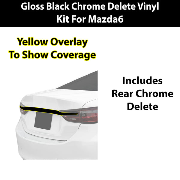 Fits Mazda Mazda6 2014-2017 Vinyl Chrome Delete Grille Blackout Decal Stickers Overlay Film