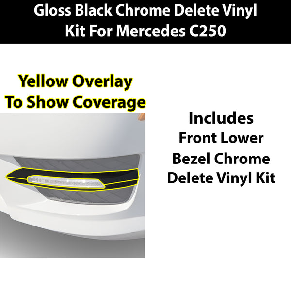 Fits Mercedes-Benz C250 2012-2015 Vinyl Chrome Delete Grille Blackout Decal Stickers Overlay Film