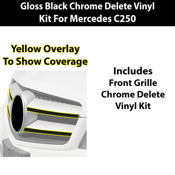 Fits Mercedes-Benz C250 2012-2015 Vinyl Chrome Delete Grille Blackout Decal Stickers Overlay Film