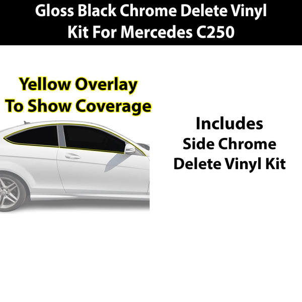 Fits Mercedes-Benz C250 2012-2015 Vinyl Chrome Delete Grille Blackout Decal Stickers Overlay Film