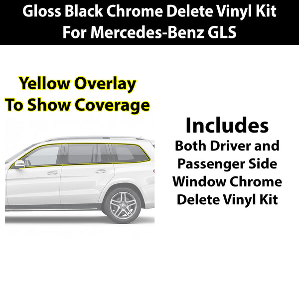 Fits Mercedes-Benz GLS 2017-2019 Vinyl Chrome Delete Grille Blackout Decal Stickers Overlay Film
