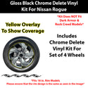 Nissan Rogue 2024-2026 Blackout Chrome Delete Kit – Precut Gloss Black Vinyl Overlays Film