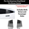 American Flag Quarter Window Decal for Nissan Sentra 2026+ – Precut Matte Black Vinyl