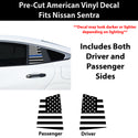 American Flag Quarter Window Decal for Nissan Sentra 2026+ – Precut Matte Black Vinyl