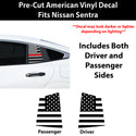 American Flag Quarter Window Decal for Nissan Sentra 2026+ – Precut Matte Black Vinyl