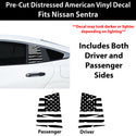 American Flag Quarter Window Decal for Nissan Sentra 2026+ – Precut Matte Black Vinyl