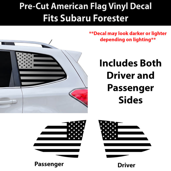 Fits Subaru Forester 2014-2018 Quarter Window American Flag Vinyl Decal Stickers