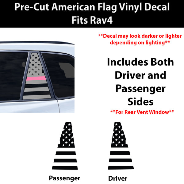American Flag Quarter Window Decal for Toyota RAV4 2026-2027 – Precut Matte Black Vinyl