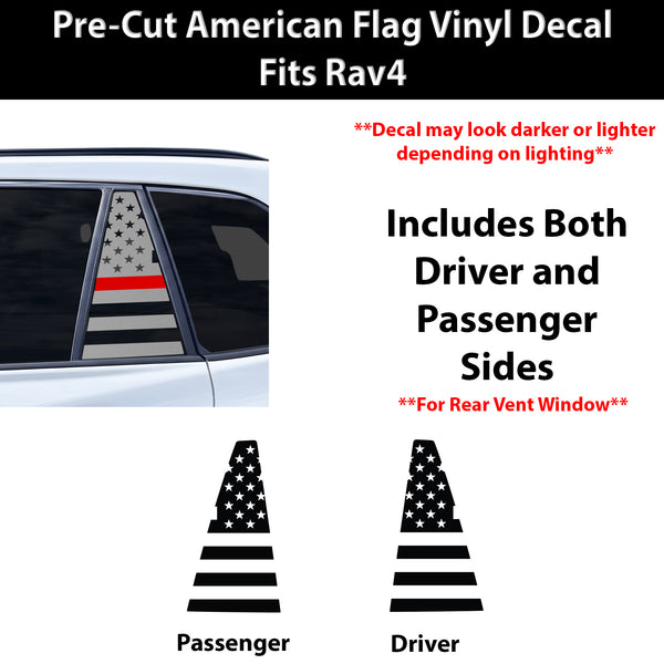 American Flag Quarter Window Decal for Toyota RAV4 2026-2027 – Precut Matte Black Vinyl