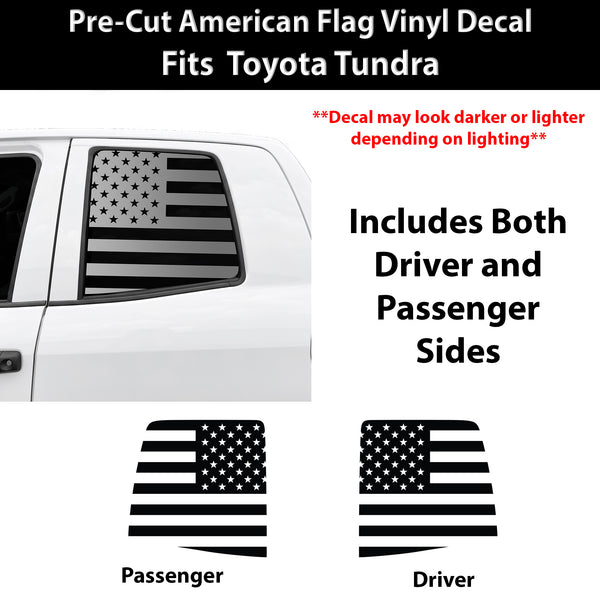 American Flag Rear Window Decal for Toyota Tundra 2007-2021 – Precut Matte Black Vinyl