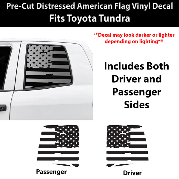 American Flag Rear Window Decal for Toyota Tundra 2007-2021 – Precut Matte Black Vinyl