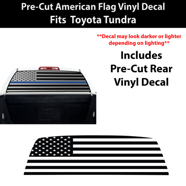 American Flag Rear Window Decal for Toyota Tundra 2007-2021 – Precut Matte Black Vinyl