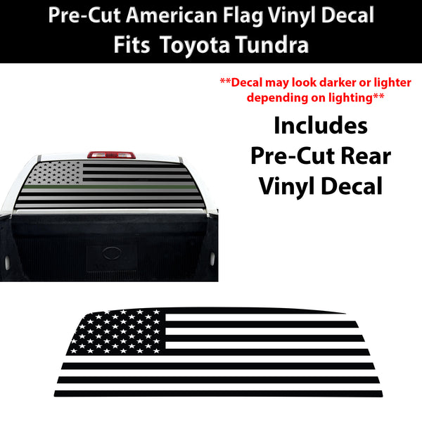 American Flag Rear Window Decal for Toyota Tundra 2007-2021 – Precut Matte Black Vinyl