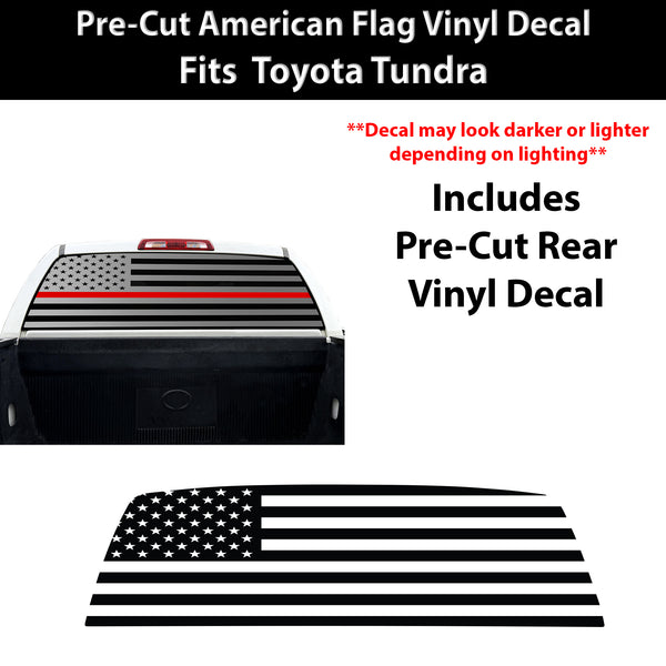 American Flag Rear Window Decal for Toyota Tundra 2007-2021 – Precut Matte Black Vinyl
