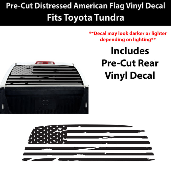American Flag Rear Window Decal for Toyota Tundra 2007-2021 – Precut Matte Black Vinyl