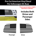 American Flag Quarter Window Decal for Volkswagen ID. Buzz 2025 – Precut Matte Black Vinyl