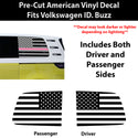 American Flag Quarter Window Decal for Volkswagen ID. Buzz 2025 – Precut Matte Black Vinyl