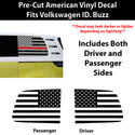American Flag Quarter Window Decal for Volkswagen ID. Buzz 2025 – Precut Matte Black Vinyl