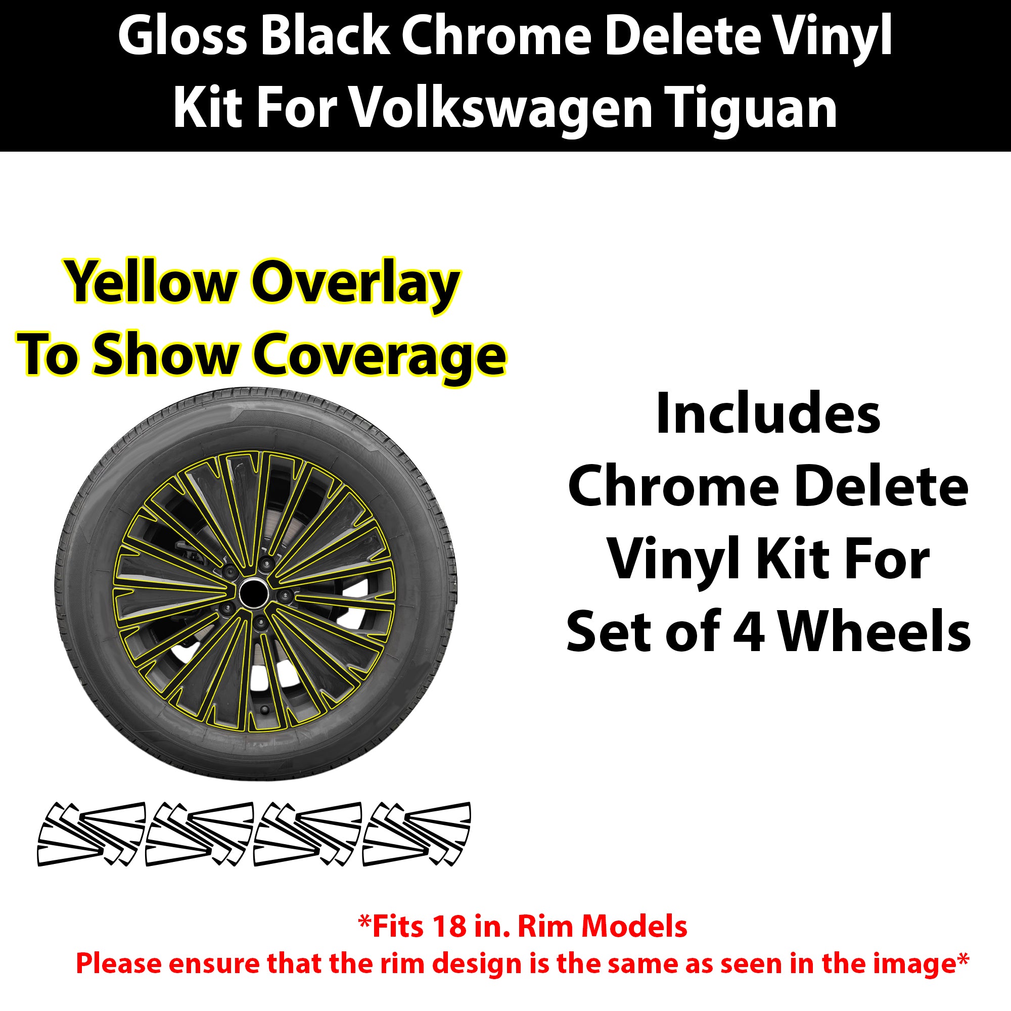 Volkswagen Tiguan 2025-2027 Blackout Chrome Delete Kit – Precut Gloss Black Vinyl Overlays