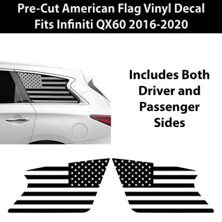 Fits Infiniti QX60 2016-2020 Quarter Window American Flag Vinyl Decal Stickers