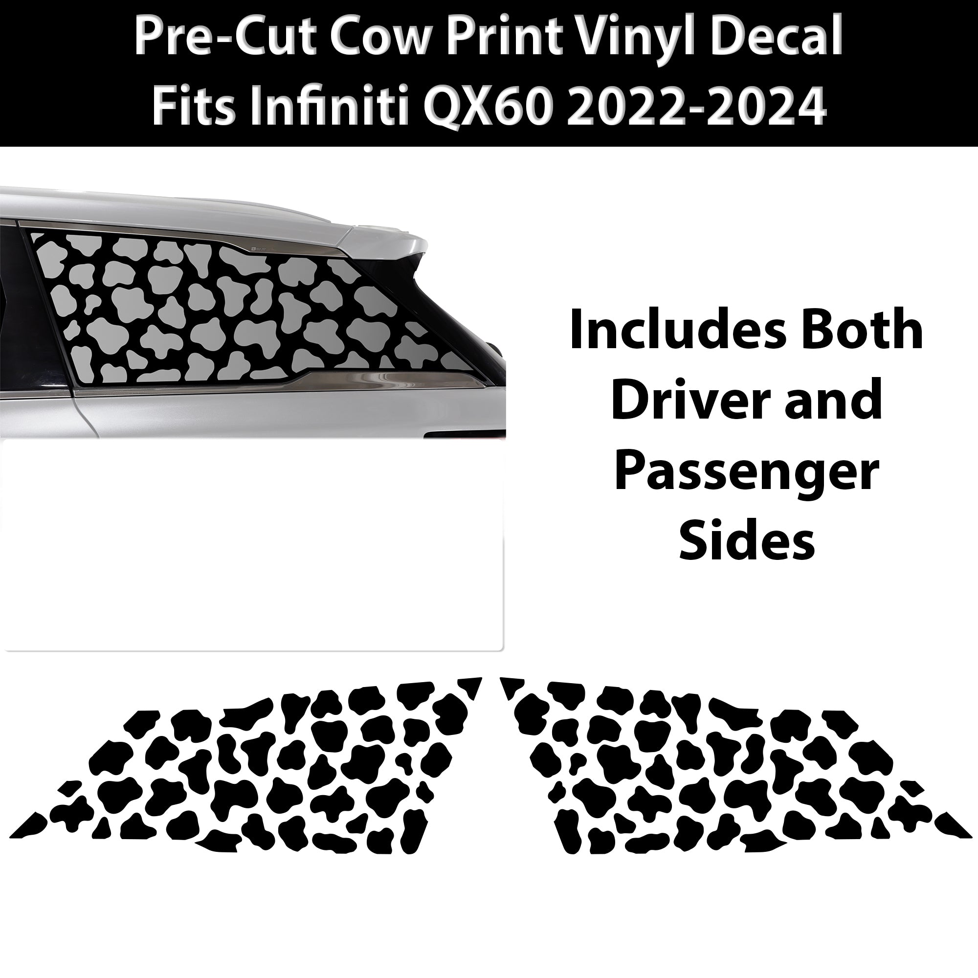 Animal Leopard Cheetah Cow Window Vinyl Decal Stickers Fits Infiniti QX60 2022 - 2024 - Bogar Tech Designs