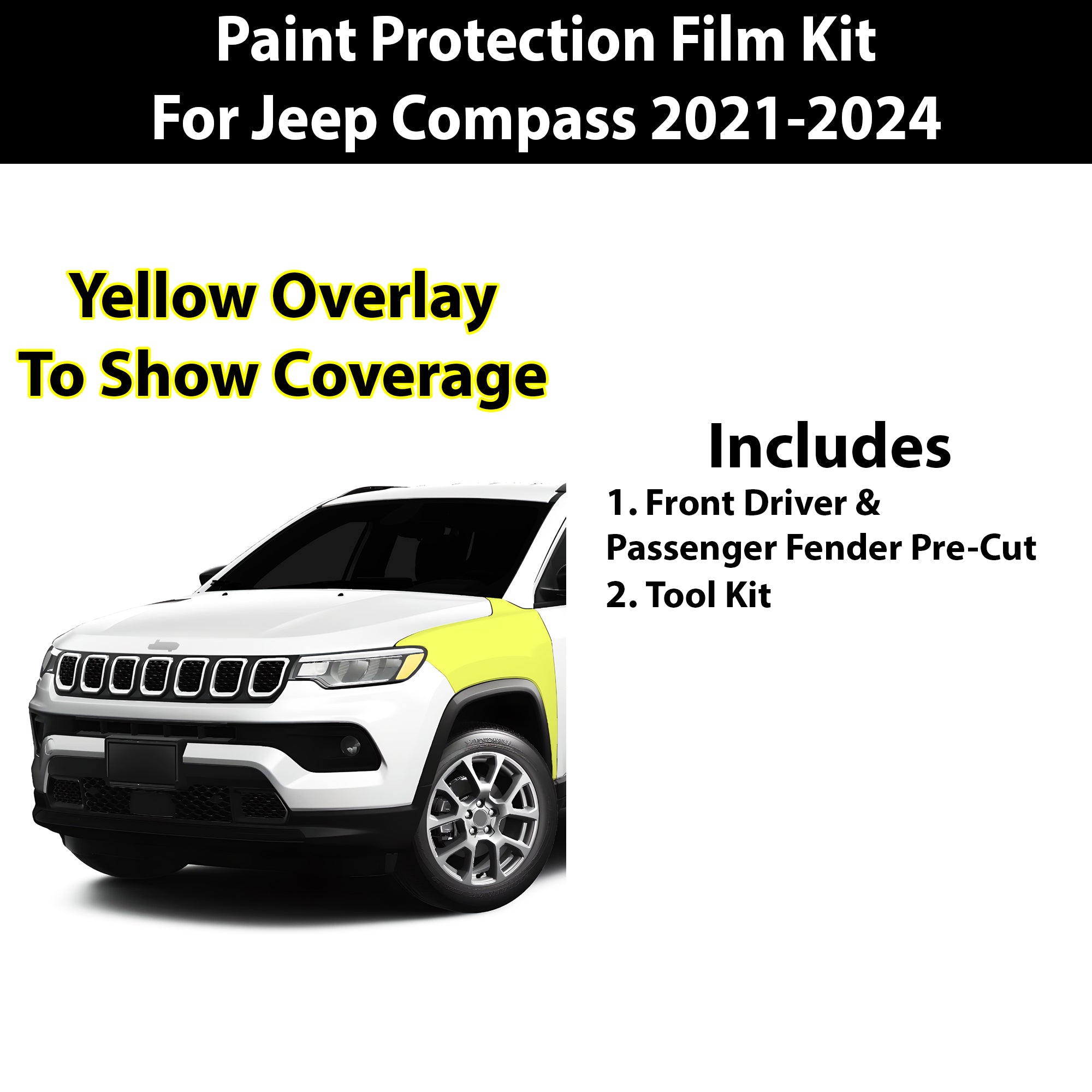 Precut Premium Paint Protection Film Clear Bra PPF Decal Film Kit Cover Fits Jeep Compass 2021 - 2024 - Bogar Tech Designs