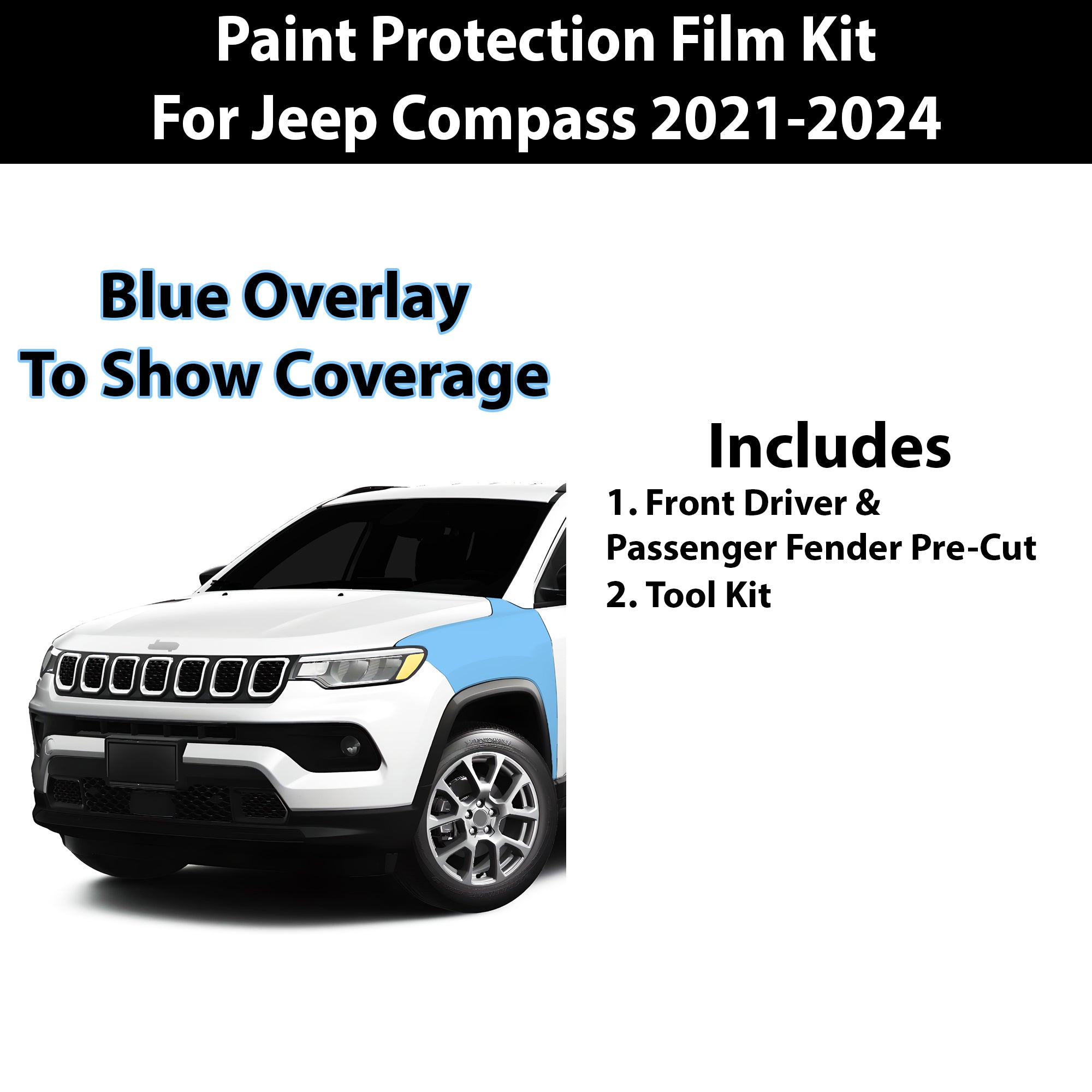 Precut Premium Paint Protection Film Clear Bra PPF Decal Film Kit Cover Fits Jeep Compass 2021 - 2024 - Bogar Tech Designs