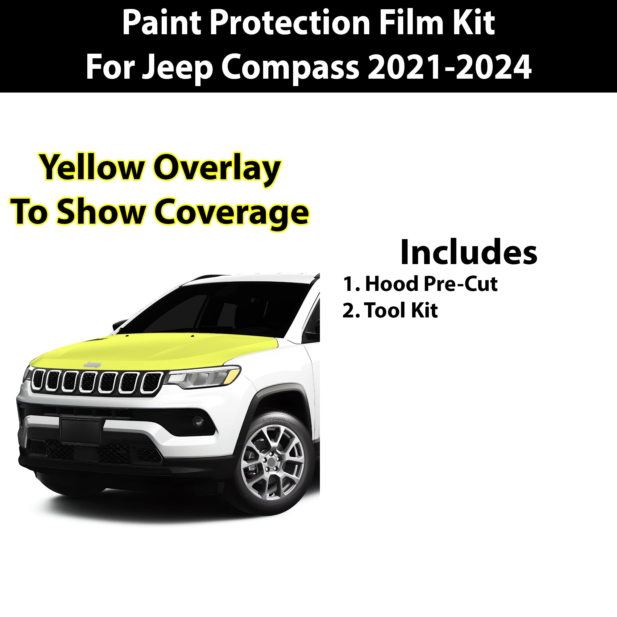 Precut Premium Paint Protection Film Clear Bra PPF Decal Film Kit Cover Fits Jeep Compass 2021 - 2024 - Bogar Tech Designs