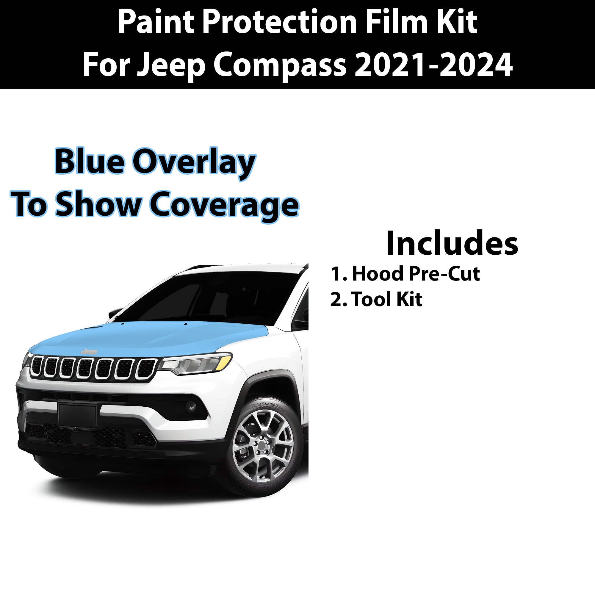 Precut Premium Paint Protection Film Clear Bra PPF Decal Film Kit Cover Fits Jeep Compass 2021 - 2024 - Bogar Tech Designs